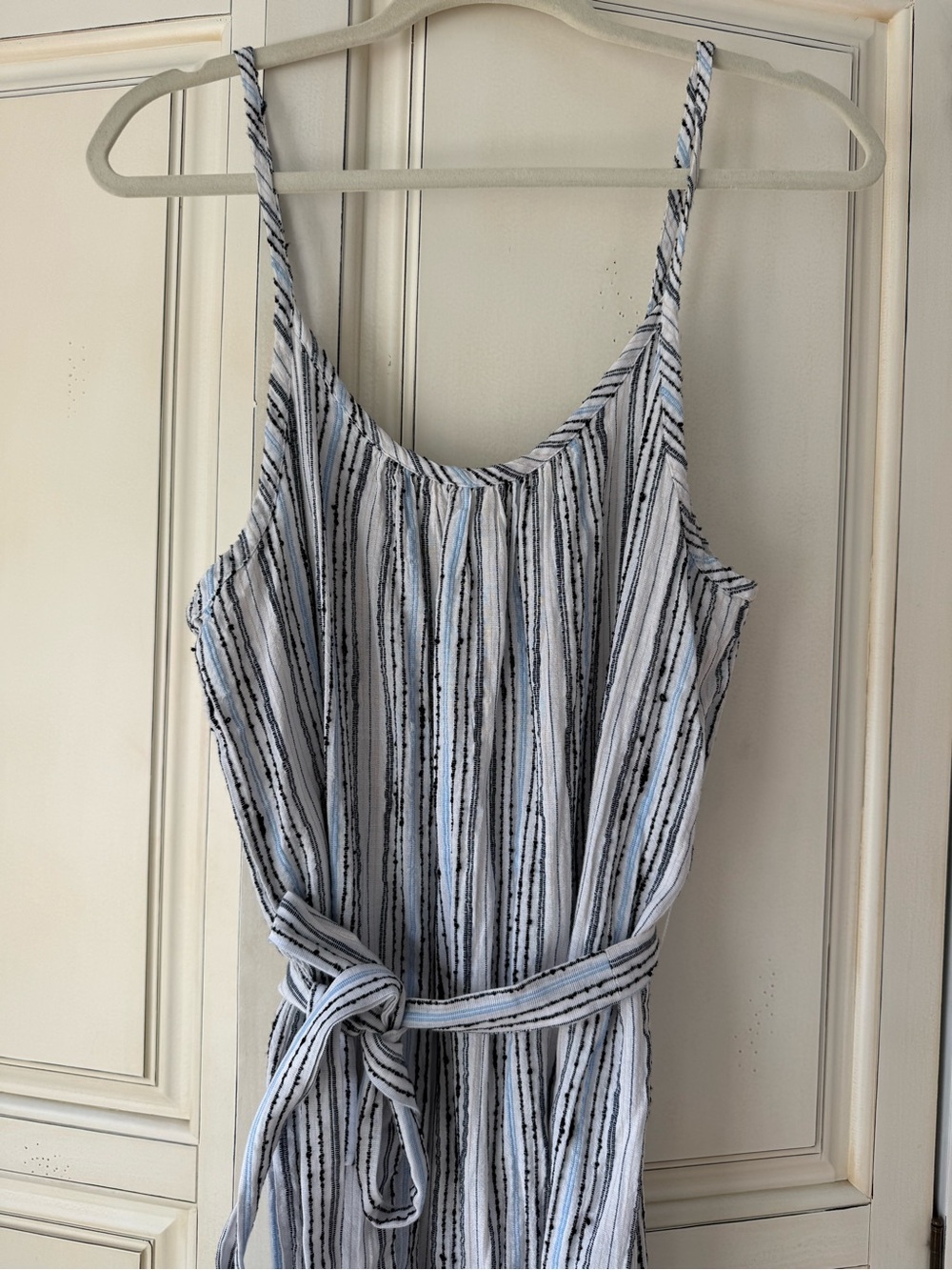 Michael Stars Striped Sleeveless Jumpsuit - Light Blue, Black & White